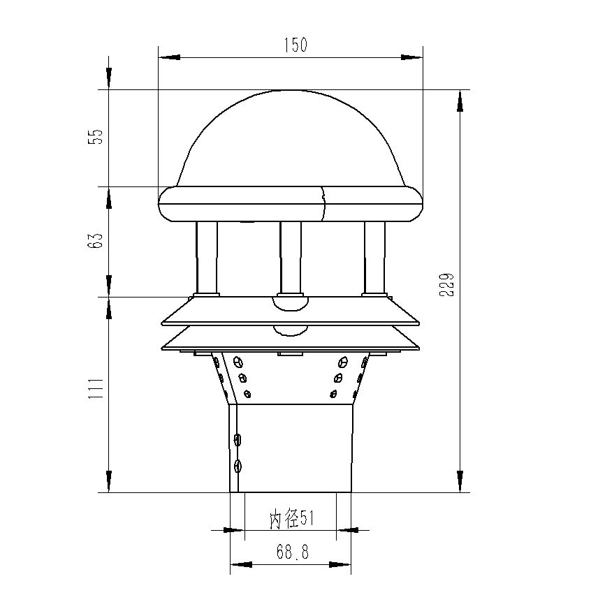 1668652670129751 光学雨量计产品尺寸图